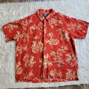 Polo Ralph Lauren Vintage Camp Men Linen Blend Hawaiian Shirt sz XL Burnt Orange